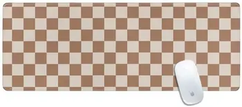 Шахматная доска Нейтральный клетчатый дизайн 31,5 x 11,8 Большой игровой коврик для мыши с прошитыми краями Клавиатура Коврик для мыши Настольный коврик Главная  5
