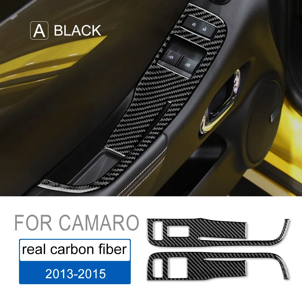 Настоящее углеродное волокно для Chevrolet Camaro 2013 2014 2015 Аксессуары Внутренняя отделка двери Стеклоподъемник Панель управления
