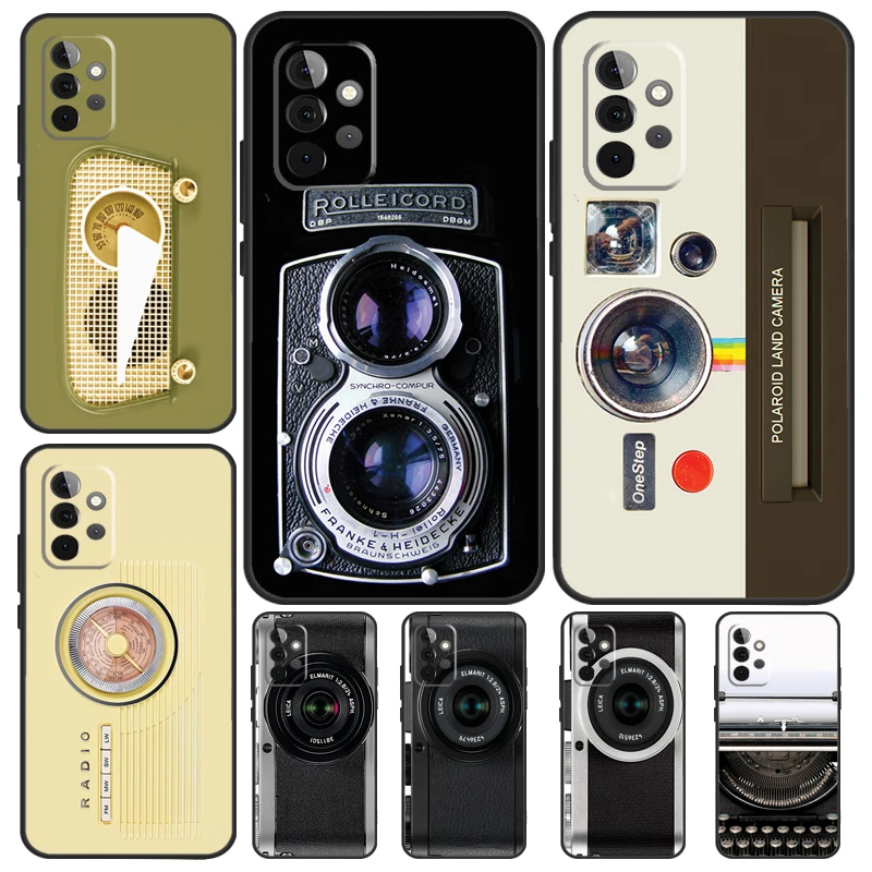 Ретро фотокамера Funda для Samsung Galaxy A14 A24 A34 A54 A51 A71 A13 A23 A33 A53 A12 A22 A32 A42 A52 Чехол